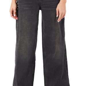 Juniors Loose Fit Studded Jeans
