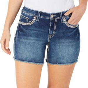 Women's Frayed Hem Denim Shorts
