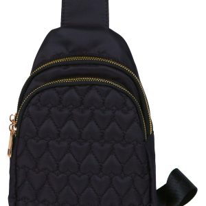 Heart Quilted Sling Backpack