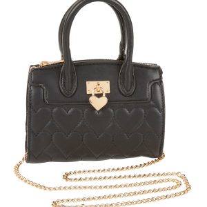 Vegan Leather Quilted Heart Mini Satchel