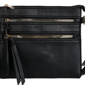 Triple Zip Pocket Crossbody Bag