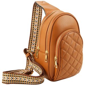 Faux Leather Quilted Sling Backpack