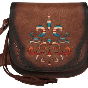 Laser Cut Studded Saddle Crossbody