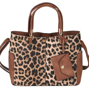 Leopard Faux Leather Satchel