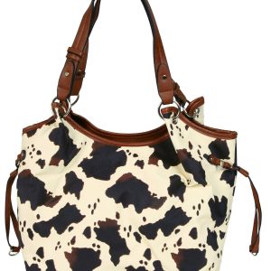 Cow Print Vegan Leather Tote