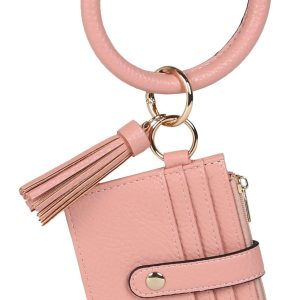 Solid Faux Leather O-Ring Wristlet