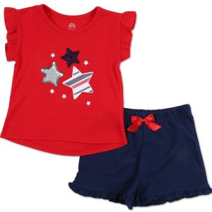 Little Girls 2 Pc Americana Shorts Set