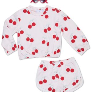 Little Girls 3 Pc Cherry Print Shorts Set