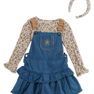 Little Girls 3 Pc Jumper Dress Set