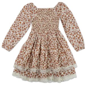 Girls Smocked Floral Print Dress