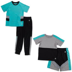 Boys Active 4 Pc Pants & Shorts Set