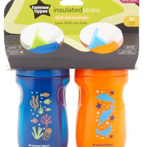 2 Pk 9 oz Flip Top Insulated Straw Cups