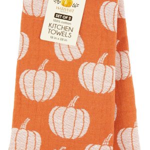 2 Pk Harvest Pumpkin Kitchen Towels