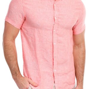 Men's Solid Linen Button Down Shirt