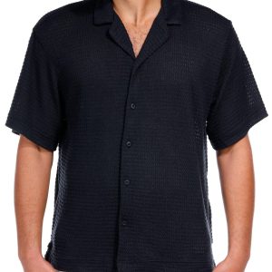 Men's Open Crochet Button Up