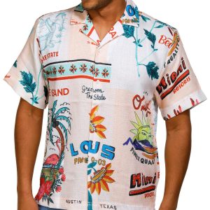 Men's Travel Graphic Button Down Shirt