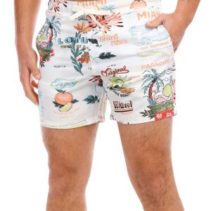 Men's Tropical Print Volley Shorts