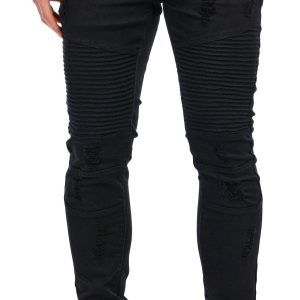 Men's Solid Moto Skinny Jeans