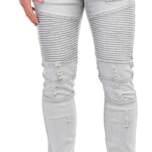 Men's Solid Moto Skinny Jeans