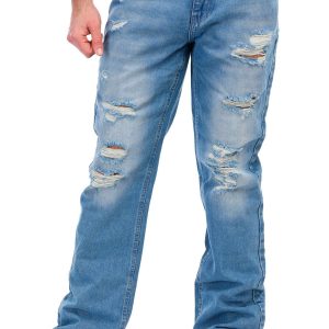 Men's Distressed Straight Leg Jeans