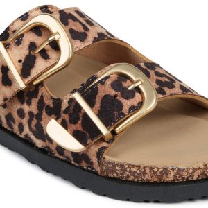 Women's Animal Print Double Band Footbed Sandals