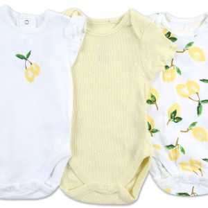 Baby Girls 3 Pk Short Sleeve Creepers