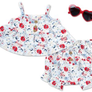 Baby Girls 3 Pc Americana Print Shorts Set