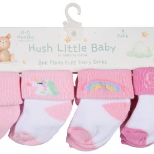 Baby Girls 8 Pk Clean Cuff Terry Socks