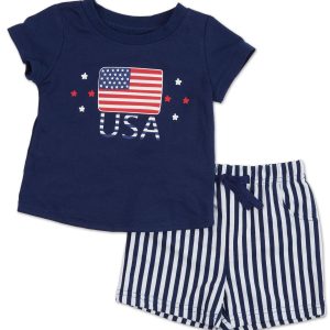Baby Boys 2 Pc Americana Shorts Set