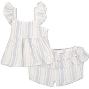 Baby Girls 2 Pc Stripe Print Shorts Set