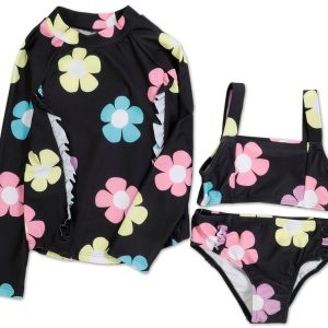 Toddler Girls 3 Pc Floral Swimsuit Set