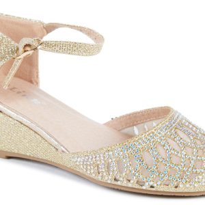 Girls Rhinestone Wedge Heels