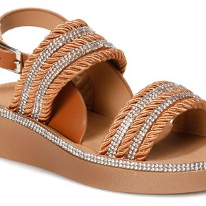 Girls Metallic Double Band Sandals