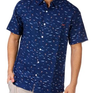 Men's Outdoor Shark Print Button Down Shirt