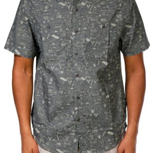 Men's Outdoor Camping Print Button Up